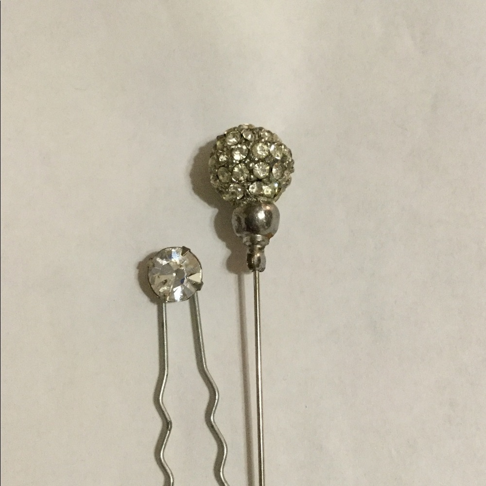 Vintage 1960s Rhinestone Hat Pin and Hair Pin Set